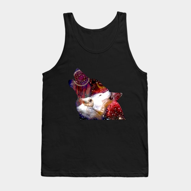 Howling Wolf Art Starry Fantasy Tank Top by Africa